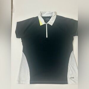 M/M, Annika Cutter Buck Pullover 1/4 Zip Activewear Top~Polka Dots~Poly/Spandex